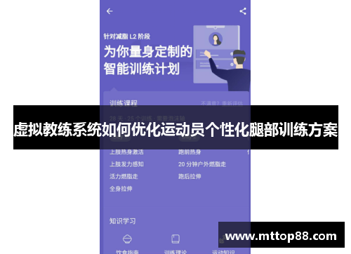 虚拟教练系统如何优化运动员个性化腿部训练方案
